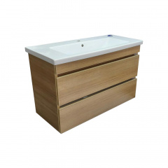 Пластиковая тумба The MIX Лями Wood 4236-oak mat ламинация с умывальником Комо 100 см Дуб Бровари