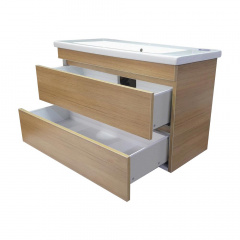 Пластиковая тумба The MIX Лями Wood 4236-oak mat ламинация с умывальником Комо 100 см Дуб Бровари