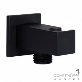 Шланговое подключение с держателем для ручного душа Qtap Kvad QT819810842858NB матовое черное