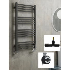 Рушникосушка комбінована Terma Fiona 900x530 Black mat тен MOA + вентиль Unico Black mat