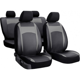 Авточехлы из эко кожи SUBARU Forester 2003-2007 (SH) Kombi Pok-ter Design Leather с серой вставкой