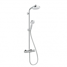 Душевая система Hansgrohe Crometta 160 Showerpipe EcoSmart 1jet 9л/мин с термостатом белый/хром (27265400)