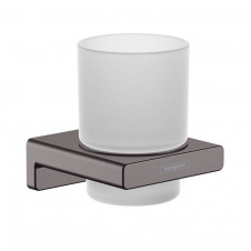 Стакан подвесной Hansgrohe AddStoris, Brushed Black/стекло (41749340)