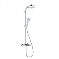 Душевая система Hansgrohe Crometta 160 Showerpipe EcoSmart 1jet 9л/мин с термостатом белый/хром (27265400) Киев