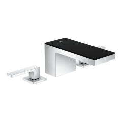 Смеситель для умывальника Axor MyEdition 70 Chrome на 3 отверстия с накладкой, хром/черное стекло (47050600) Івано-Франківськ