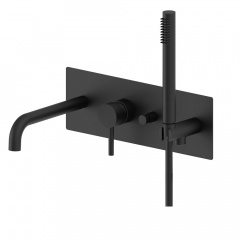 Смеситель для ванны Paffoni Light на 2 выхода,с нажимным переключателем, черный матовый (LIG001NO) Виноградів