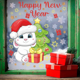 Наклейка виниловая Zatarga набор "Зайчик под елкой" размер листа S 550х770мм