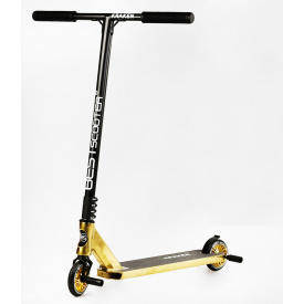 Самокат трюковый алюминиевый диск и дека Best Scooter Kraken HIC-система пеги 100 кг Black and gold (112768)