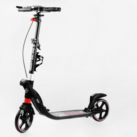 Двухколесный складной самокат фонарик 2 амортизатора Best Scooter 100 кг Black and red (114434)