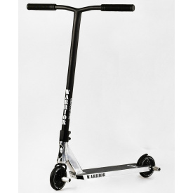 Самокат трюковый Best Scooter Warrior HIC-система пеги алюминиевый диск и дека колёса PU 100 кг Black and white (112764)
