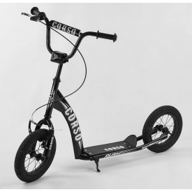 Самокат детский "Corso" надувные колеса 12" + ручной передний тормоз Black (86791)