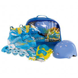 Набор роликовые коньки Banwei SK-168 размер 31-34 + комплект защиты Голубой