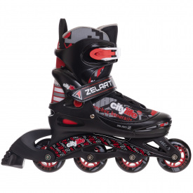 Роликовые коньки раздвижные Zelart Z-2923 р-р М 34-37 Черный-Красный