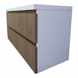 Пластиковая подвесная тумба с пластиковой столешкой Mikola-M 4855 wood 110 см Дуб