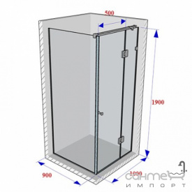 Душевая кабина Weston WK3 900x1000x1900 polish/прозрачное стекло, ручка-кноб, петли справа