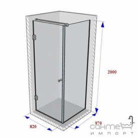Душевая кабина Weston WK1 820x970x2000 polish/прозрачное стекло, ручка-кноб, петли слева