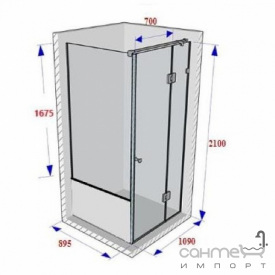 Душевая кабина Weston 1090x895x2100 полированная нержавейка, стекло прозрачное