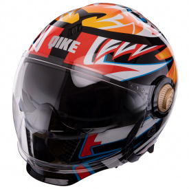 Мотошлем QKE M-7782 M 55-58 Черный-оранжевый-белый