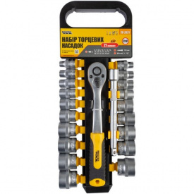 Набор насадок торцевых MASTERTOOL CRV 3/8" 6-24 мм удлинитель 150 мм трещотка 72Т 21 шт 78-3821