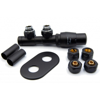 Вентиль термостатический угловой TWINS 50 mm, Black mat
