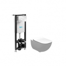 Комплект Инсталляция ROCA Eko Frame A89P10T010 Roca + Унитаз ROCA Alegra Rimless с крышкой A34H139000