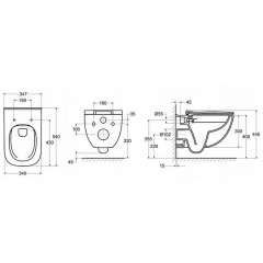 Унитаз подвесной ROCA Palo Rimless с крышкой soft-close A34H137000 Киев