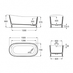 Ванна овальная ROCA Maui Round 150x70 см A248499000 Тернопіль