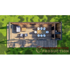 Беседка с панорамным остеклением 10,3х3,5м Modern Gazebo 016 Thermowood Production Хуст