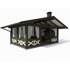Беседка 6,0х4,0м с барбекю и летней кухней Modern Gazebo 08 от производителя Thermowood Production Доманёвка