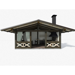 Беседка 6,0х4,0м с барбекю и летней кухней Modern Gazebo 08 от производителя Thermowood Production Доманёвка