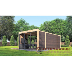 Современная беседка 8,5х3,5м Modern Gazebo 23 с системой раздвижного панорамного остекления Thermowood Ворожба