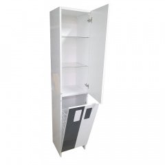 Шкаф-пенал пластиковый напольный Mikola-M TOKIO c HPL 3103 gloss 40 см Бело-черный Олександрія