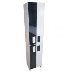 Шкаф-пенал пластиковый напольный Mikola-M TOKIO c HPL 3103 gloss 40 см Бело-черный Олександрія