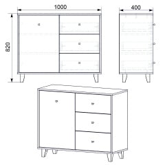 Комод Компанит 31 Горіх еко (100х40х82 см) Кушугум