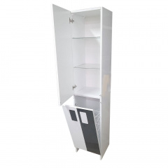 Шкаф-пенал пластиковый напольный Mikola-M TOKIO c HPL 3103 gloss 25 см Бело-черный Калуш
