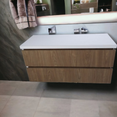 Пластиковая подвесная тумба с пластиковой столешкой Mikola-M 4855 wood 80 см Дуб Чернигов