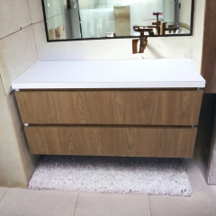 Пластиковая подвесная тумба с пластиковой столешкой Mikola-M 4855 wood 80 см Дуб Чернигов