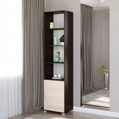 Шкаф пенал Бриз Эверест 14 Венге темный + дуб молочный (50х38х210 см) Черкассы