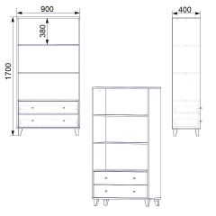 Шкаф книжный Компанит КШ-26 Яблоня 90х40х170 см Киев