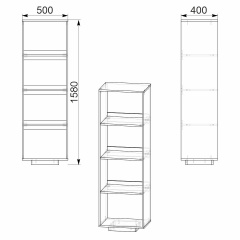 Шкаф книжный Компанит МГ-5 тумба-3 Компанит Бук (50х40х158 см) Винница