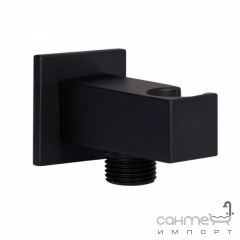 Шланговое подключение с держателем для ручного душа Qtap Black QTCRBBH025 матовое черное Львов