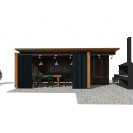 Современная беседка 7,0х3,0м для зон барбекю Modern Gazebo 10 от производителя Thermowood Production