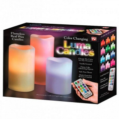 Ночник детский светодиодный Luma Candles Plus разноцветный на 3 свечи с пультом Броды