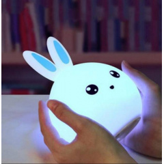 Силиконовый детский ночник Зайчик Dream Light - Bunny аккумуляторный, LED RGB 7 режимов свечения, мягкий светильник игрушка Белый с синим Київ