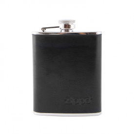Фляга Zippo стальная черная кожа 180мл 6 OZ (2005269)