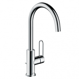 Смеситель для умывальника Axor Uno 240 с ручкой Loop и донным клапаном, хром (38036000)