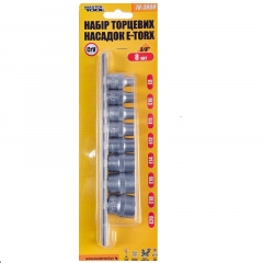 Набор насадок торцевых MASTERTOOL CRV E-TORX 3/8" E8-E20 8 шт (78-3808) Тернопіль