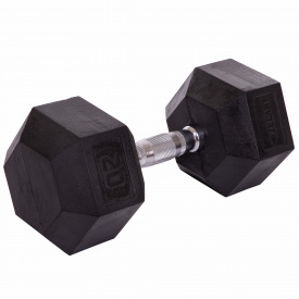 Гантель цельная шестигранная гексагональная ZELART TA-5159-20 20кг Черный