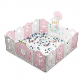 Манеж BabyPlayPen "Магической лес" встроенное баскетбольное кольцо 165*165*62 см Розовый