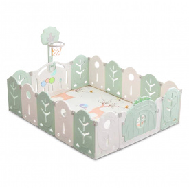 Манеж BabyPlayPen "Магической лес" встроенное баскетбольное кольцо 165*205*62 Оливковый